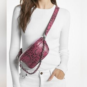 NWT MICHAEL KORS Slater Mini Snake Embossed Leather Sling Pack Messenger…